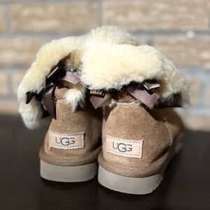UGG Kids Tan Boots with Cream Fur Trim